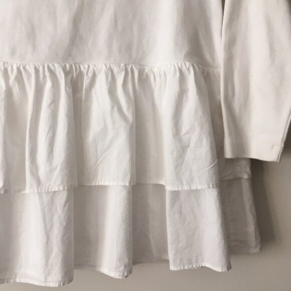 COS White Cotton Jersey + Poplin Double Peplum Ruffle Top XS - Picture 5 of 8
